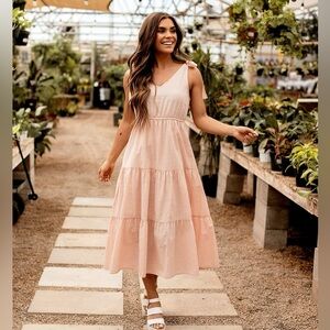 sleeveless shift midi dress European Linen Shift Midi Dress – Sleeveless Minimal Linen